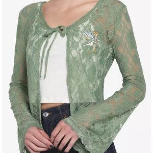 Disney Her Universe Fairycore Tinkerbell Bell Sleeve Lace Topper Sz Large Green